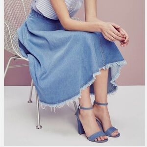 Ivanka Trump 'Klover' Block Heel Ankle Strap Sandal Blue
Denim size 7.5